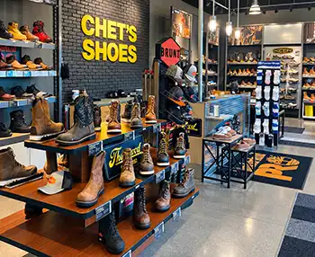 An interior image of one of Chet's Shoes  retail stores